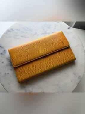 Louis Vuitton Epi Leather Long Sarah Wallet in Mustard Yellow